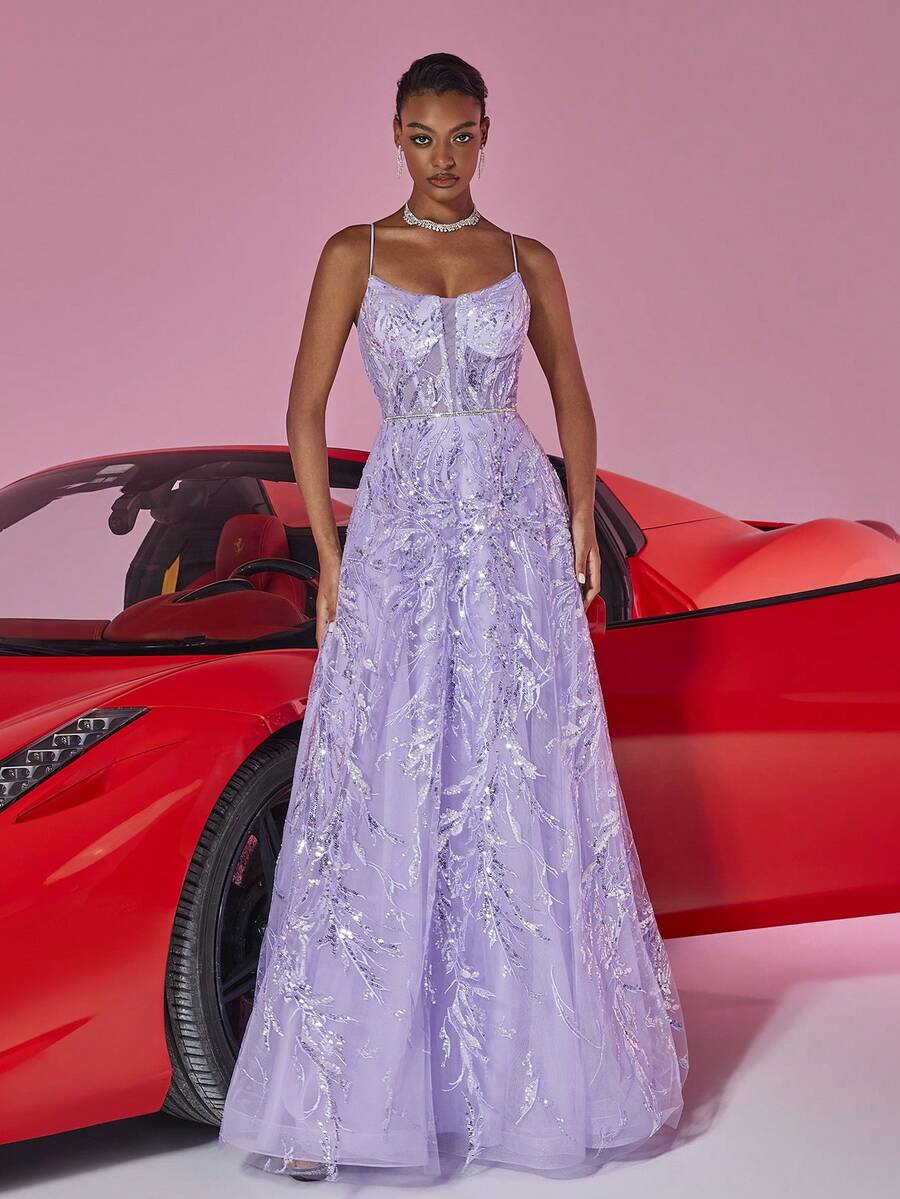 BluePlum Váy Maxi Chữ A Sequin Tương Phản Màu Tím Sang Trọng Thanh Lịch Cho Nữ, Váy Đầm Dự Tiệc Sang Trọng Gợi Cảm Hở Lưng Cho Tiệc Cocktail, Dạ Hội, Đám Cưới, Tốt Nghiệp (Đính Hạt Nhiều Màu), Váy Dự Tiệc Cưới, Váy Dạ Hội - Màu tím hoa cà - Xem 1