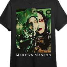 MARILYN MANSON 1997 Vintage T-Shirt How Does It Feel To Be One Of The Beautiful People 336 Funny Men's Short Sleeve Graphic T-Shirt Collection Black PR205 - 黑色 - 查看 1