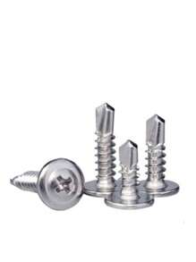 100 piezas Tornillos decorativos autorroscantes y autoperforadores de acero inoxidable 410 con cabeza redonda y cola con forma de diamante