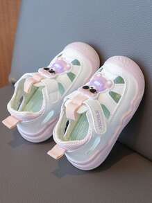 时尚舒适儿童运动鞋，适合 1-2 岁的幼儿支撑鞋，软底封闭式鞋头防踢夏季户外运动凉鞋 - 淺粉色 - 查看 5