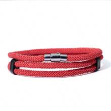 2 件男士可调节简约编织绳手链，幸运红色手带，百搭日常佩戴手链