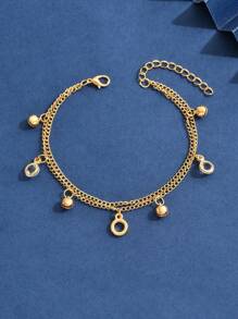 1 Pc Gold Tassel Anklet Double Layer Bell Tassel Pendant Anklet Female Beach