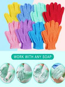 1/10 Pairs Exfoliating Bath Gloves, 100% Nylon, Double-Sided For Removing Dead Skin, Spa, Massage, Shower Body Bathing Accessories