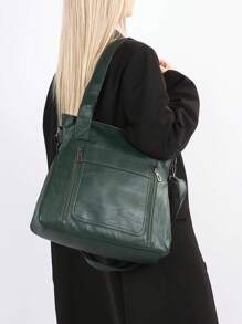 全新 PU 皮革女士包 软皮大容量单肩斜挎包 复古休闲手提包