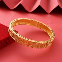 2 pièces/4 pièces Bracelets de luxe pour femmes de couleur dorée de 65 mm/70 mm, convenant aux filles arabes, européennes et américaines pour un usage quotidien, une fête, un anniversaire, un mariage