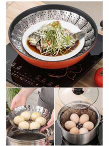 1 Peça Panela a Vapor em Aço Inoxidável, Panela a Vapor Doméstica para Cozinhar Vegetais, Bandeja de Vapor Dobrável Telescópica Multifuncional