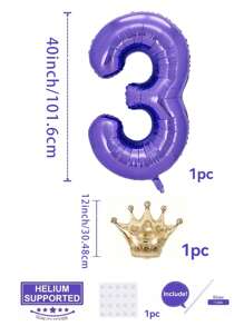 1/2pcs Purple Crown Numeric Balloons For 16th 18th 20th 21st 25th 28th 30th-60th Birthday Party Decorations