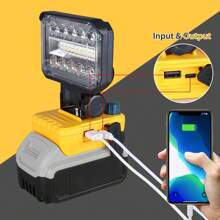 1 Stück Neue 2025 kabelloser LED-Arbeitsscheinwerfer, Doppelknopfschalter, Farbtemperatur einstellbar, 90W 5400 Lumen LED-Flutlicht, kompatibel mit DeWALT 20V Akku, geeignet für Outdoor, Camping, Autowerkstatt, Notfall- und Baustellen-Beleuchtung, Akku nicht enthalten