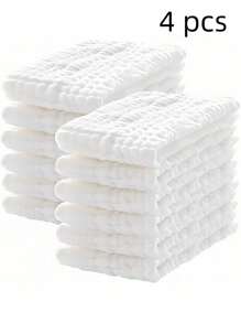 1/4/8/12/20 piezas/paquete Paños para eructos de bebé recién nacido, toallas de mano suaves y absorbentes para bebés, toalla de baño suave para bebés, paño facial para bebés, regalo de ducha para recién nacidos - Blanco