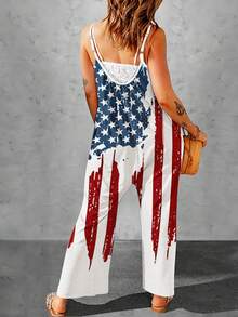 1 件女士休闲随机花卉印花时尚连体裤