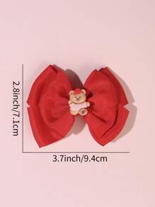 2pcs/Pack Cute Red Bow Teddy Bear DIY Hair Clips Children Girl Hair Accessories