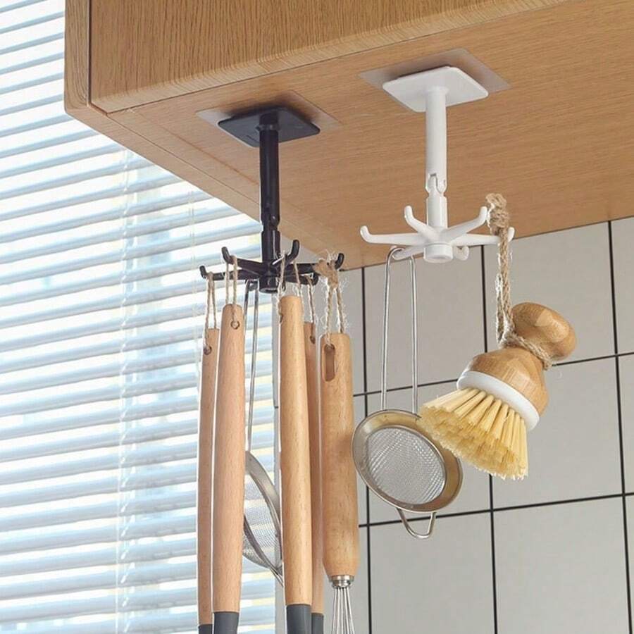 Rotating 360° Hook - Kitchen Clothes Hanger, Bathroom 6 Hooks - Random Color - View 1
