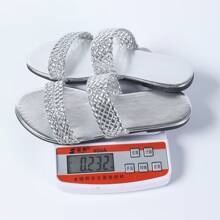 Minimalist Solid Color Flat Sweet Slip-On Slippers, Fashionable Outdoor Wear - Silver - View 7