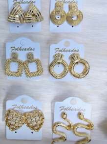 Gold Plated Earrings Kit, Women's Fashion Jewelry, Assorted Models - KIT 10 PAIRS - View 9