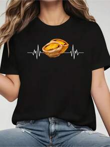 Heart Beat For Butter Tarts T-Shirt - Women's 100% Cotton Casual Short-Sleeved Crew Neck T-Shirt For Spring And Summer - Comfortable, Relaxed Fit, Printed Graphic Tee