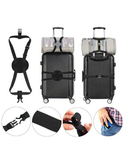Nylon Luggage Straps With Elastic Bungee Cord And Secure Snap Closure - Perfect For Suitcases, Hand Washable