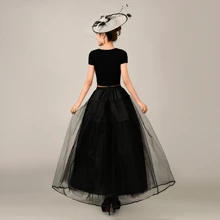 4 Layer Boneless Ruffle Petticoat, Bridal Dress Underskirt Without Hoops, Black & White, For Wedding Dress, Stage Performances, Hard Tulle Crinoline