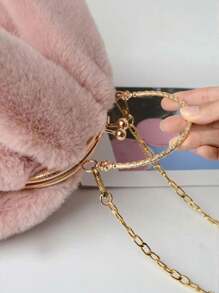 1 件毛绒兔子斜挎包，可爱韩式毛绒手提包，秋冬