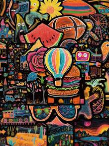 SCXXBSW 53 件趣味涂鸦拼图卡通贴纸 DIY 装饰手机、电脑、水瓶、书籍防水贴纸 - 彩色 - 查看 10