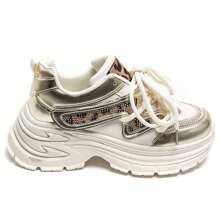 Fashionable Casual Leopard Print Patchwork Rhinestone Thick Sole Sneakers - Leopard - View 2