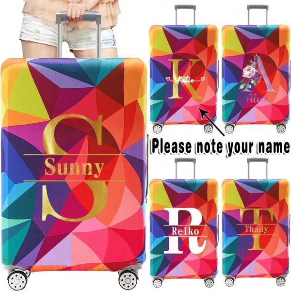 18-32Inch Luggage Cover Personal Tailor Elastic Suitcase Cover For 18 To 32 Inch Travel Case Cover Name Initials A-Z Letter Pattern Anti-Scratch Protector Case Personalized Name Custom Protector Cover Travel Suitcase Cover Protective Cover Dustproof Cover Trolley Case Luggage Dust Cover Travel Accessories