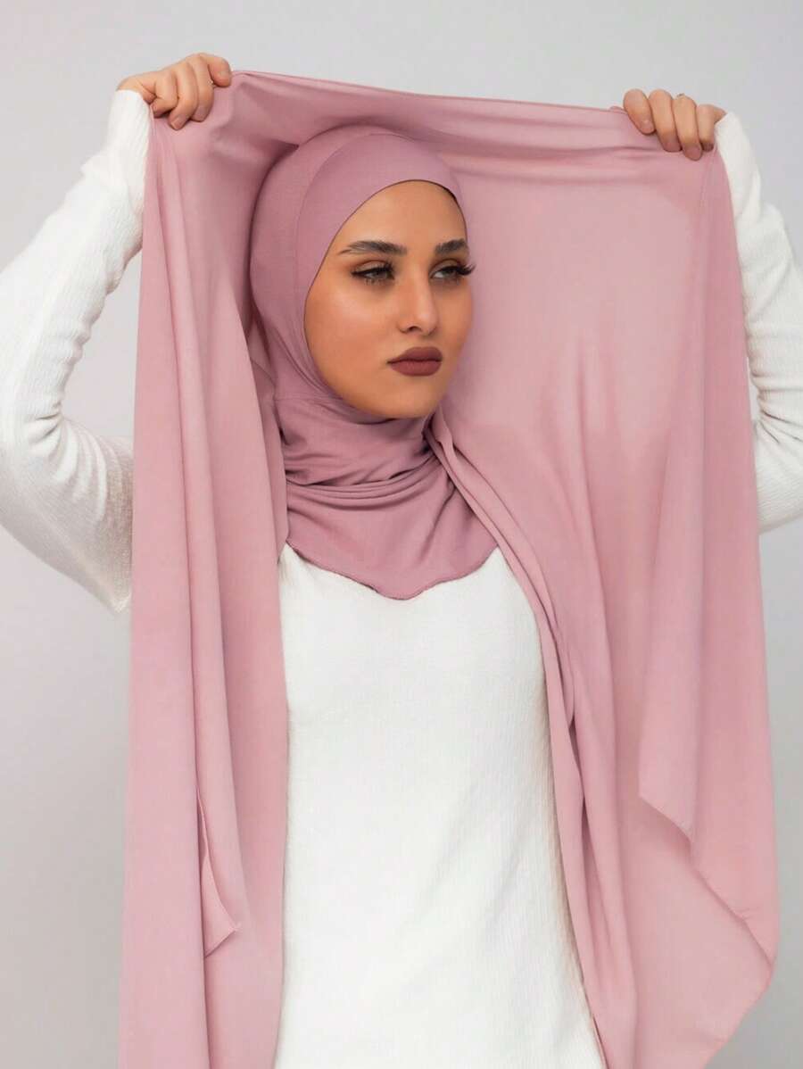 1pc Women's Classic Casual Pullover Instant Chiffon Scarf, Solid Color Comfortable Breathable Modal Fabric Neck Warmer, Headscarf, Turban All-In-One Versatile For Daily Wear For Dress
