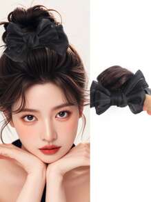 Parrucca sintetica con fermaglio a fiocco, bocciolo di fiore soffice, disco per la parte superiore della testa alto, anello per parrucca sintetica adatto per uso quotidiano delle donne e raduni - Multicolore - Visualizzare 11
