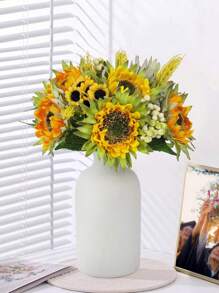 Artificial Sunflower Bouquet, Silk Sunflowers Fake Yellow Flowers For Home Decoration Wedding Decor, Artificial Sunflowers Bouquet Fake Flower Bouquet With Sunflowers For Bridal Bouquets Wedding Centerpieces Decor Party, DIY Wedding Bouquets Baby Shower Outdoor Indoor Decoration Gifts Birthday Graduation