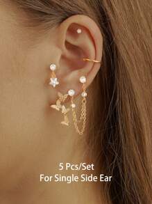 5 szt. luksusowych cyrkonii motyl kolczyki zestaw bling bling kryształowe kolczyki sztyfty kobiety układane kolczyki biżuteria y2k mankiety na uszy kobiety prezent