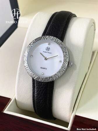 Pablo Raez 1 件时尚女士珠宝手表 IPS 镀银不锈钢网状手链高品质流行顶级全新品牌奢华夏季女士腕表复古派对女孩可爱礼服手表柔软舒适超细纤维黑色皮革 50 米防水简约时钟女式优雅水钻鳞片贝壳设计