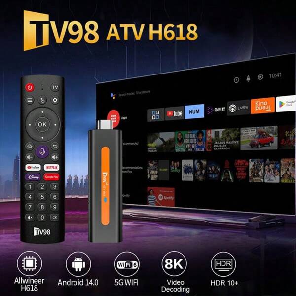 Q96 OHP A TV98 ATV H618 TV Stick Allwinner H618 Quad Core Support 8K Video 4K Wifi6 BT5.0 Android 14 Smart Voice Remote PK M98 Y10