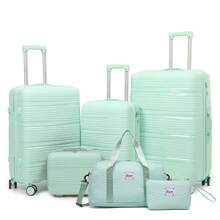6pcs Set PP Zipper Fashion Travel Trolley Suitcase Unique Highly-Rated Luggage With Spinner Wheels + Travel Bag, Suitable For Teens, Casual Outdoor, Athletic, Vacation, Travel, Graduation Gifts, Birthday Outfit Accessories