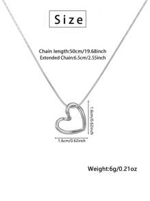 1pc Minimalist Stainless Steel Heart Pendant Necklace For Women, Vintage Style Choker Necklace, Suitable For Daily Wearing Valentines,Mom,Mother,Mother's Day,Gift - Silver - View 3