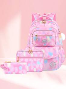 3 Pieces/Set Girls School Backpack With Lunch Bag And Pencil Case, Outdoor Travel Bag, Large Capacity Lightweight Student Schoolbag, Back To School Essential, Suitable For Teenage Girls Students At School And Daily Use