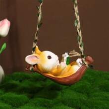 Back To School, Garden, Balcony, Yard, Cute Rabbit On Swing Ornament, Garden Reading, Yard Decor, Resin Figurine, Outdoor Hanging Decor, Tree-Hanging Animal Pendant Gifts Birthday Graduation