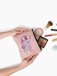 Polychrome Makeup Bag With Creative Patterns Related To The Nurse Theme, A Storage Bag With The Letter "Nurse", Which Can Store Medical , A Multifunctional Beauty Bag,Handbag, Coin Purse, Miscellaneous Storage, Medication Classification