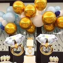 2pcs Rhinestone Ring Aluminum Balloon, Wedding Bridal Shower Marriage Engagement Party Supplies, Wedding Decoration Birthday Decorations Party Decorations Bachelorette Decor Graduation Decorations