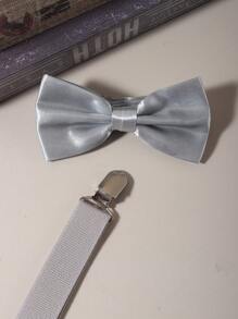 1 Set de tirantes y moño de unicolor para hombres, tirantes elásticos de unicolor para hombres, set de moño, tirantes gruesos de alta densidad (longitud 60-90cm) accesorios de otoño-invierno, disfraz de Halloween, adecuado para adolescentes, jóvenes, hombres, uso casual, al aire libre, atlético, vacaciones, regalos de graduación, cumpleaños, uso diario