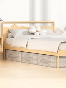 1pc White Bedroom Underbed Storage Bag, Foldable Portable Organizer Bag, Large Capacity Carpet Storage Bag, Seasonal Clothes & Quilt Storage Bag, Suitable For Living Room And Bedroom