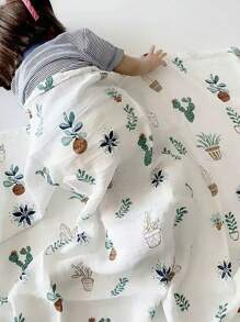 1pc Soft & Breathable Double-Layer Bamboo Fiber Cotton Baby Swaddle Blanket, 110*120cm