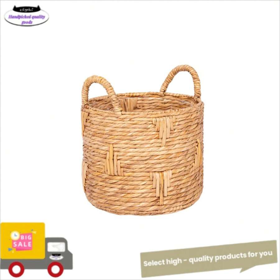 12" Round Bulrush Basket Planter – Stylish Woven Decorative Pot For Indoor Or Outdoor Plants, Ideal For Home Décor - 1 - View 1