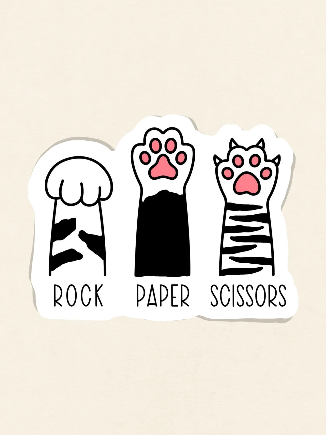 1 pieza Pegatina divertida de la pata de gato, pegatina Piedra Papel Tijera, pegatina de gato divertida, calcomanía divertida para laptop, imán para compañero de trabajo