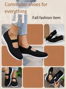 Casual Breathable Knit Sports Shoes, Slip-On Comfortable Athletic Sneakers