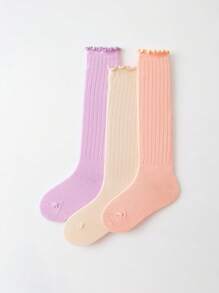 mini bala 兒童透氣棉襪，無汗船員襪，3包 - 紫紅色調 - 查看 2