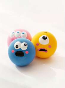 [Para perros de raza pequeña] 1/3 piezas de juguete sonoro para perros con diseño de ojos grandes y adorables, pelota de goma resistente para perros con chirrido para masticar, limpiar los dientes y entrenamiento interactivo, artículos para mascotas