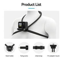 TELESIN Neck Mount SE 2.0 With Air Cushion, Adjustable Chest Strap And Neck Mount For Hands-Free POV Vlogging For GoPro Hero 13/12/11/10/9, Insta 360 X5/X4/Ace Pro 2 / Osmo 360 Nano Action 6/5 Pro/4/3 - Only Action Camera - View 8