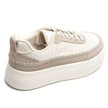 女士厚底运动鞋 | 编织鞋面和厚底 - 米色 - 查看 7