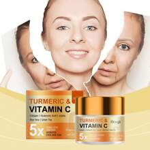 Humectante de Cúrcuma y Vitamina C - Humectante para adultos tanto para hombres como para mujeres con ácido clorhídrico hipertónico, colágeno, naranja de luna, vitamina E - Apto para todo tipo de piel, el ácido de vitamina A se usa para hidratar, firmar y uniformar el tono de la piel
