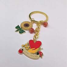 可爱向日葵设计合金钥匙扣，多功能包包挂件，汽车配件，全年时尚钥匙扣