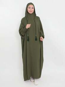 1pc Women Hooded Abaya Robe Dress, Casual Loose Breathable Prayer Gown, Suitable For Daily Wear Or As Gift Accessories Women - Hooded Robe - View 19